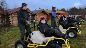 Philip on the dog cart