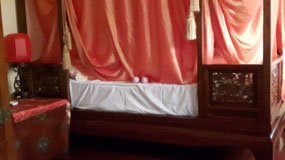 The lovely bed in our room with Peppa and George