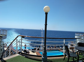 At the aft of the ship