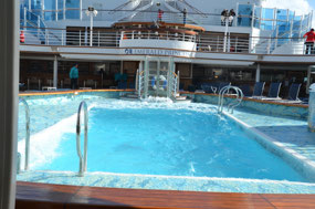 The water was sloshing around in the pools