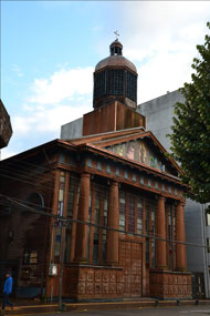 Copper and redwood cathedral