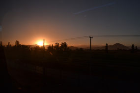 Sunrise over Santiago and the Andes