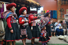 All the weaving ladies in local costume