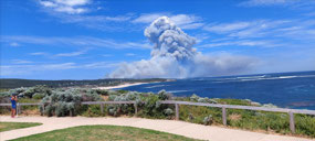 The fires south of Margaret River from Prevelly 