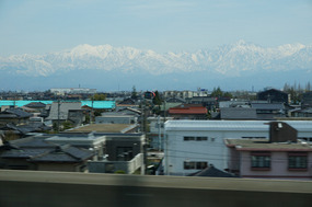 The alps South of the Shinkansen line at Toyama