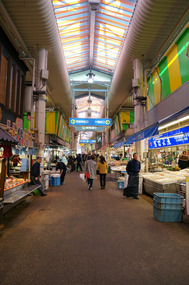 The relatively quiet halls of Omi-cho market