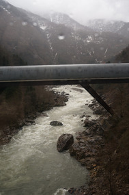 The train line followed this river to Takayama