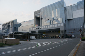 Kyoto station reflects first light of the morning
