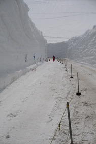 End of the segregated human snow corridor queue