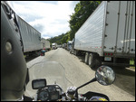 Tell tell sign of a border crossing trucks.