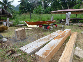 Canoe building next to the Whale Centre