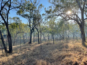 Smoke from the fires hangs in the air, Undara