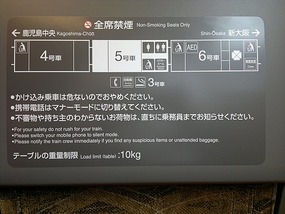 layout of train on back of tray table