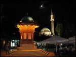 Sebilj Fountain at night, Sarajevo