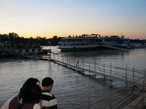 Flooded walkway to the cruise