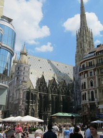 Old cathedral reflected in the new building