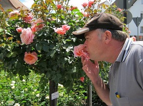 JB smelling the roses