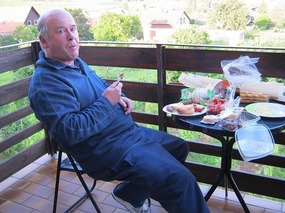 JB enjoys his evening meal