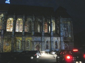 The illuminated church.