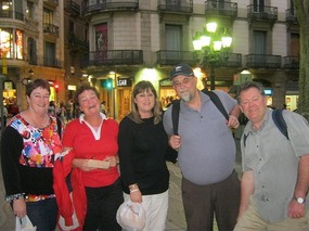 The crew in Las Ramblas