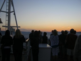 Early morning watch entering Santorini