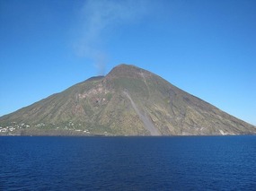 Mt Stromboli having a gentle puff