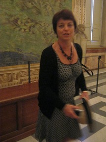 Irene in the Map room