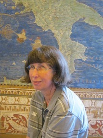 Raewyn in the Map room