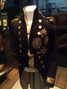 Nelson's tunic with shoulder bullet hole