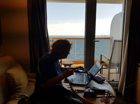 The blogger at work