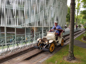 John braving the vintage car ride at Tivoli