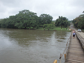 Walking across the Wodden Bridge