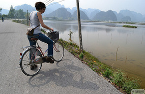 Elfi on her bicycle