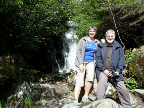 Enjoying the waterfall