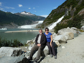 Basking in the sunshine at Mendenhall glacier