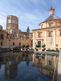 Reflecting pook behind cathedral 