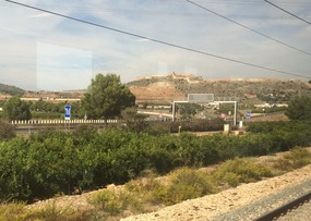 View of Sagunto Castle from train