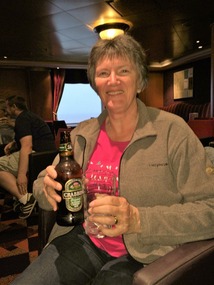Enjoying a drink on board