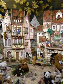 Model in Christmas shop