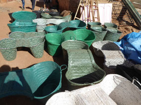 Stall of donkey panniers