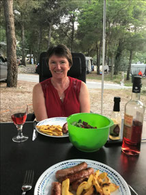 Dinner with rose wine
