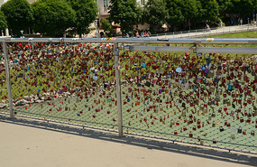 Love locks on bridge