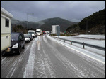 Hail covered the highway