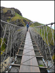 Ann on rope bridge at Carrick-a-Rede