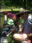 Feeding the ducks in the Botanic Gardens