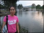 Charmaine at fountain