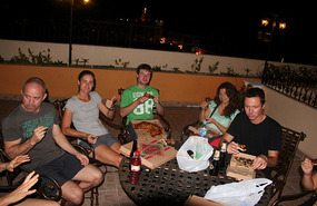 Pizza on the hotel roof garden