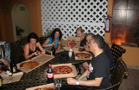 Pizza on the hotel roof garden