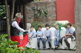 Child's birthday party with magician