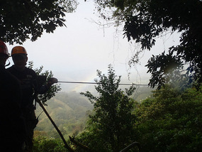 Zip lining above the rainbow